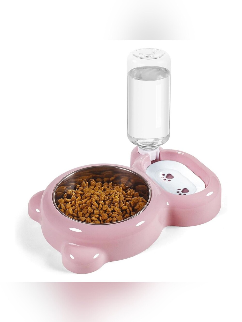 Small dog food bowl with automatic waterer